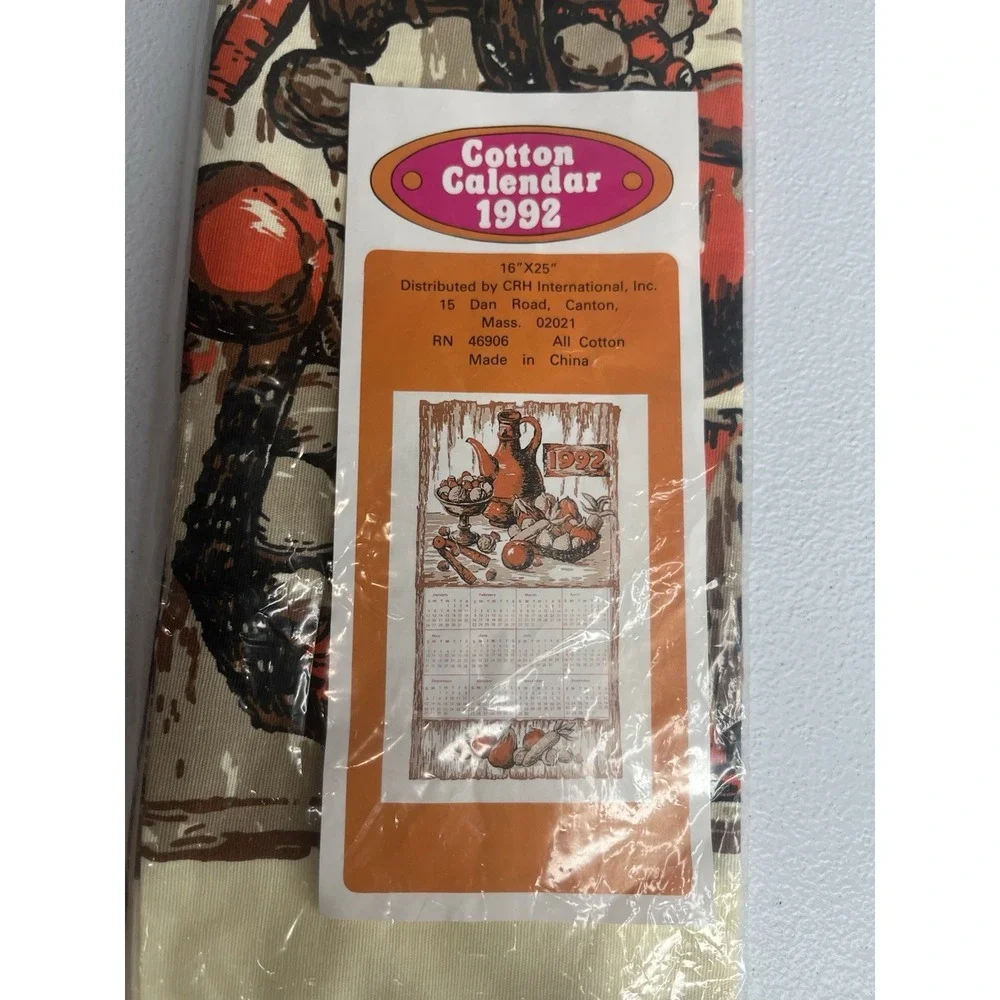 Vtg Impressions 1992 Calendar Tea Towel Hanging 16